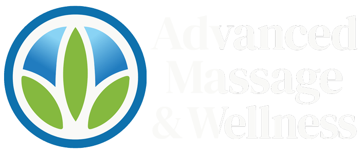 Advanced Massage and Wellness logo in white